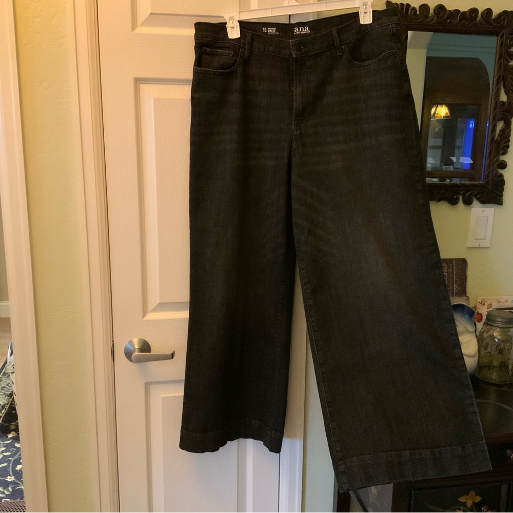 A.N.A. High Rise Wide-Leg Black Denim Jeans